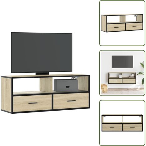 vidaXL Meuble TV chêne sonoma 100x31x39,5cm bois d'ingénierie et métal