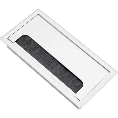 Passe Cables Encastrables Bureau, Sortie de Câble pour Encastrer sur Table de Bureau, Organisateur de Cables, avec Joint Brosse, Argent, 160x80mm