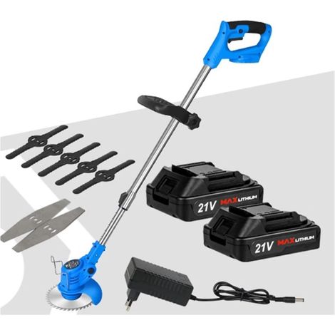 Tondeuse à Gazon électrique sans Fil 21V Tondeuse à Gazon Lame 6in Coupe-Batterie Li-ION élagage des Mauvaises Herbes sous-Bois épineux (Color : 21V-Set2, Size : J) (1/5)