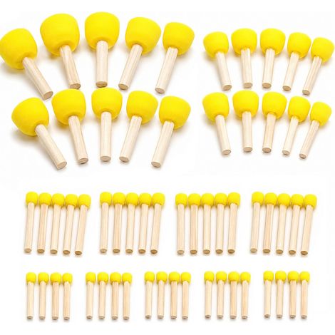 48 Pièces Pinceau en Mousse, Lavables Pinceaux en Mousse pour Peinture, Pinceaux Éponge Peinture avec Manche Bois, Pinceau Eponge Ronds (1/5)