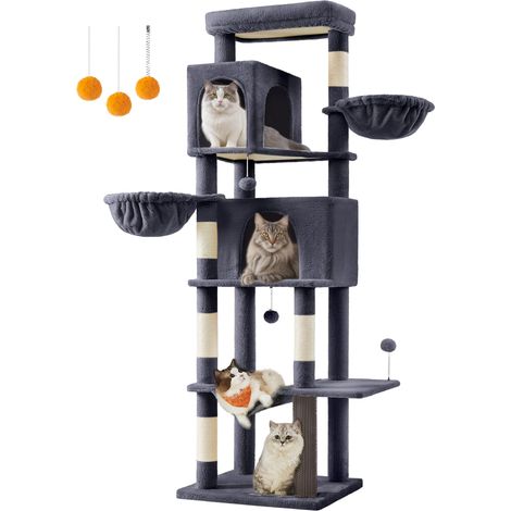 Grand Arbre à Chat, 190 cm, Multi-Niveaux, 2 Niches, 2 Paniers (1/5)