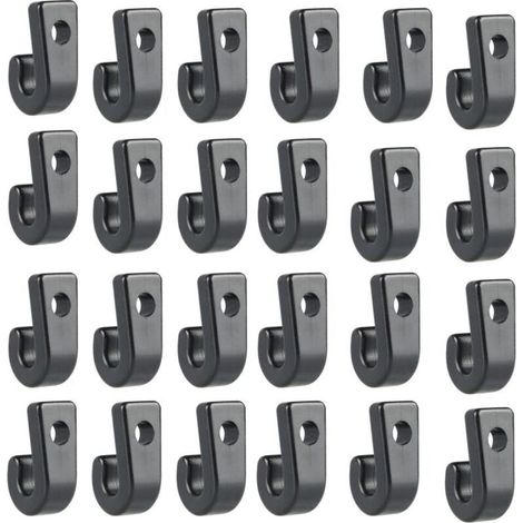 50Pcs Kayak J Crochets en Nylon Noir, Crochets d'Arrimage Kayaks en Plastique Durable, Crochets en Forme De J Pour Kayak Bungee Cordon Canoës Bateaux Paddle Board Yacht Canots Barque