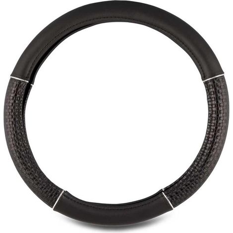 COUVRE VOLANT NOIR INSERT CHROME z
