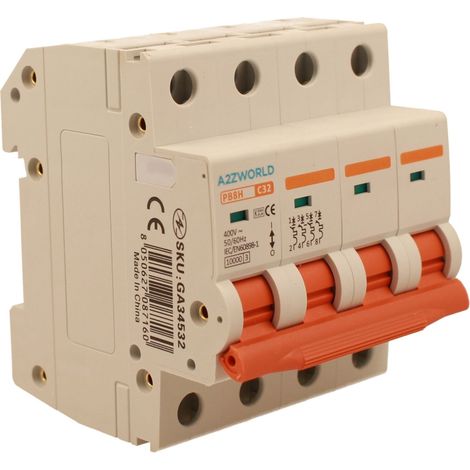 MCB Interruttore Magnetotermico Automatico Curva C 4P 4M 10000A C32A AC 400V IP20 IEC60898-1 PB8H (1/3)
