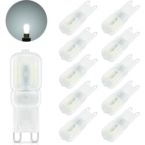Bardusch-Ampoule LED G9, 3W Equivalent 30W Halogène Lampe, Blanc Froid 6000K, 300LM, Mini LED G9 Lampe Sans Scintillement, Non Dimmable, Angle du faisceau 360° pour Chambre Salon Cuisine, lot de 10 (1/5)