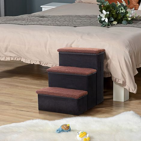 Scaletta per cani PawHut, 3 gradini, altezza 48 cm, scaletta pieghevole per animali domestici di piccola taglia e anziani, scaletta per gatti, rampa per cani, ausilio per l'ingresso in letto, divano,