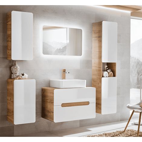 Ensemble de salle de bain Aruba White - 1 vasque, 1 colonne (1/3)