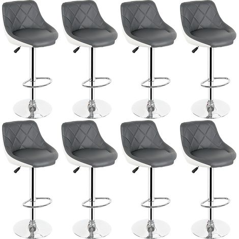 Hofuton Lot de 8 tabourets de bar, hauteur réglable et rotation à 360° (53-73cm), Gris + Blanc (1/5)