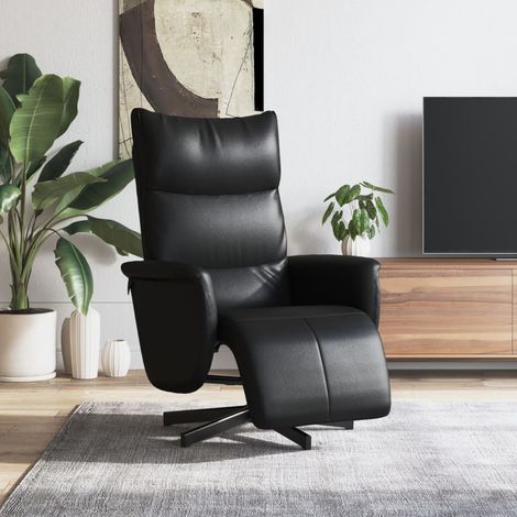 Relaxsessel mit Fußteil Schwarz Kunstleder