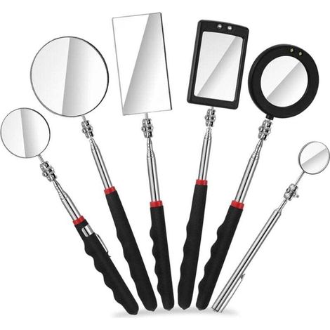 Miroir d'inspection télescopique à LED 6 pièces, outil de miroir mécanique rétractable, détection sous véhicule rétractable