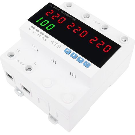 Commutateur de transfert automatique 100A triphasé, protection contre surtension et sous-tension, pour générateur domestique, réseau et onduleur, écran LED 4 chiffres (1/5)