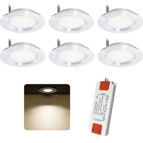 6pcs Spot LED Encastrable 12V Salle de Bain Plafond 3W Argenté Neutre 4000K (1/5)