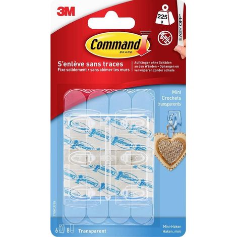 Ganci adesivi trasparenti Command™ confezione da 6
