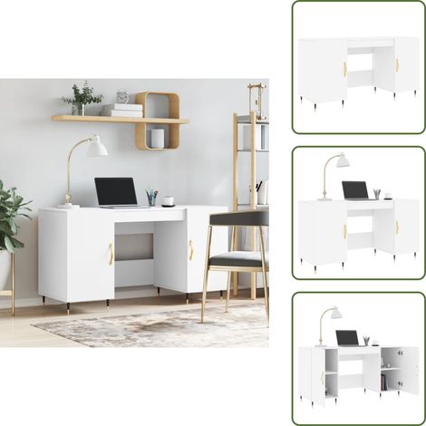 Bureau blanc 140x50x75 cm bois d'ingénierie - Bureau Blanc - Bureau Compact - Bureau Étudiant - Meuble De Bureau - Mobilier De Chambre