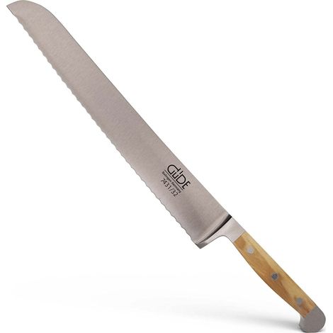 Güde 7431/32 BrotmesserFranz Güde, geschmiedet, Doppelkropf Griff: ital. Olivenholz