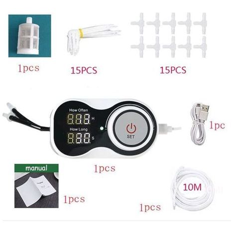 Kit d'arrosage automatique d'intérieur, kit d'irrigation goutte à goutte automatique pour jusqu'à 15 plantes, kit d'irrigation goutte à goutte pour plantes d'intérieur, kit d'arrosage automatique ave, (1/5)