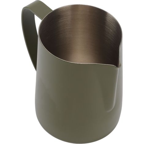 Pichet mousseur à lait en acier inoxydable 304, embout bec de faucon, 600 ml, vert olive, idéal pour la maison et les cafés. (1/5)
