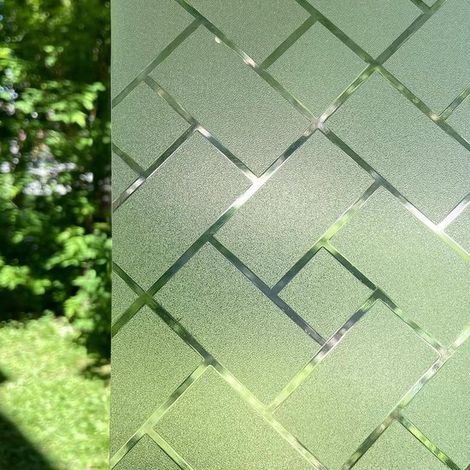 Pellicola per finestre effetto vetro satinato，Adesivi statici per finestre senza colla，Protezione UV rimovibile，60 x 200 cm (bianca) (1/5)