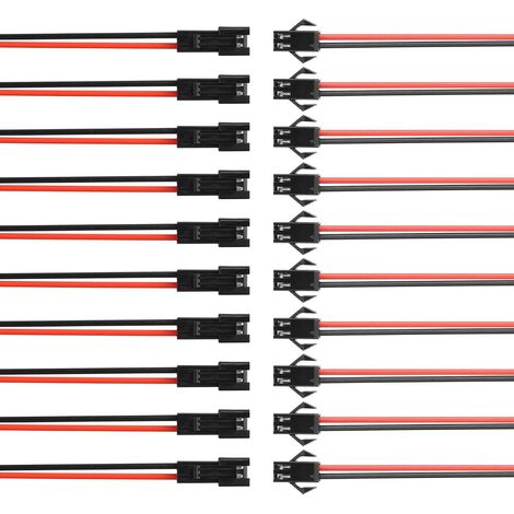 GINTOOYUN 10 Paires de câbles JST SM 2 Broches 22awg 2 Broches SM mâle/Femelle Paire de câbles de connecteur pour (1/5)