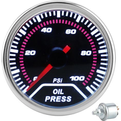 Jauge de pression d'huile LED 52mm 0-100PSI avec capteur pour voitures 12V 4/6/8 cylindres (1/5)