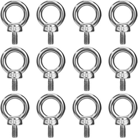 Boulons à Oeil M6 Anneau de Levage Boulon à œil Anneaux Filetage Vis en Acier Inoxydable 304 pour Fixer des Suspendus Relier 12 Pièces (1/4)