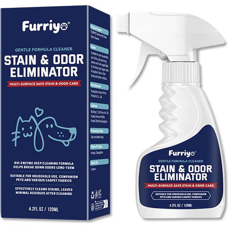 Furriyo Stain and Odor Remover for Pets: Bio-enzymes break down urine stains, gently clean and remove odors. (1/5)