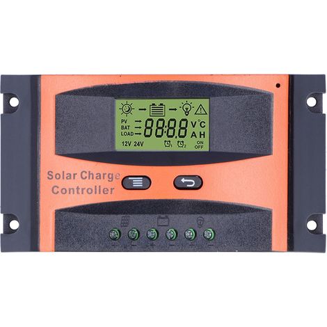 Contrôleur de charge solaire avec écran LCD, protection contre l'inversion de polarité et contrôleur de charge PWM protégeant la batterie 10 A (1/5)