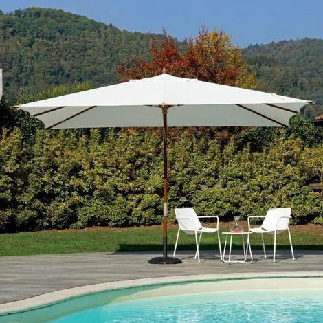 Ombrellone da Giardino 3x4 m Palo Ø48 mm in Legno Vorghini Ecrù (1/2)