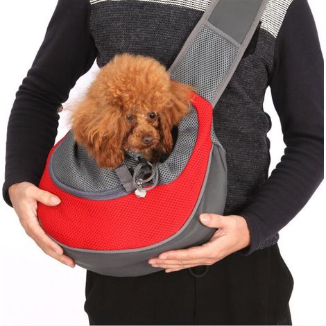 Sac de messager pour animaux de compagnie en deux parties, sac à main pour animaux de compagnie, sac à bandoulière en maille respirante pour petit animal de compagnie, sac mains libres pour chat et ch (1/2)