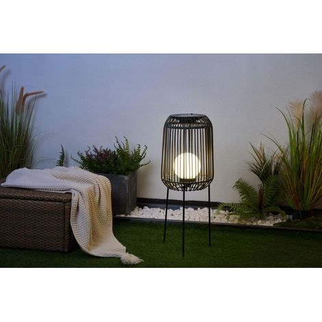 48178 Sunshine Coziness Lampadaire solaire pour balcon ou jardin Noir Éclairage extérieur Matère plastique, rotin, métal Solaire 3000K (1/5)