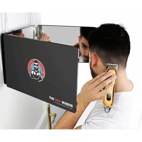 Miroir 360° - Self Cut Mirror - Miroir 3 Faces Pliable avec Crochets adaptables sur Toutes Les Surfaces (sans LED) (1/4)