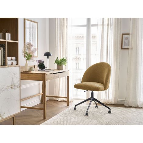 BOBOCHIC - Chaise de bureau LALIE tissu texturé et pietement à roulettes avec hauteur ajustable   Jaune (1/5)