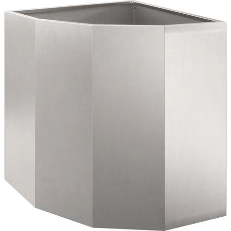 Fioriera angolare moderna design essenziale giardino terrazza 45 x 45 x 50 cm in acciaio inossidabile argento 020052912