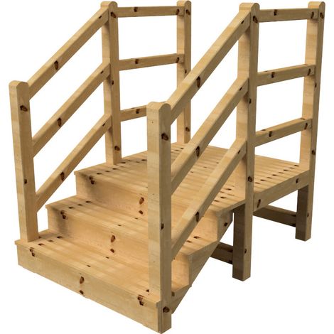 MILANO Außentreppe 3 geschlossene Stufen H54 cm - Podest L116 x B120 cm - Treppengeländer links und rechts - Podestgeländer links und rechts