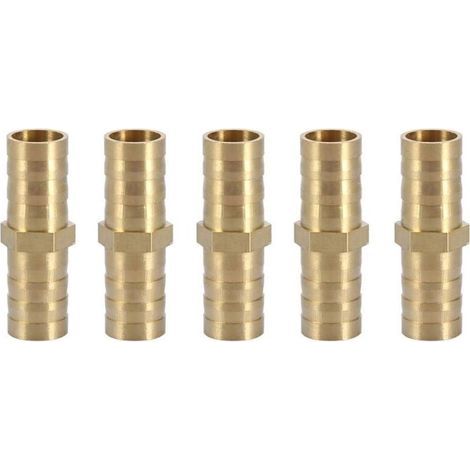 Raccord droit en laiton Ulisem, adaptateur de tuyau bidirectionnel, raccord de tuyau, connecteur de tuyau 10 mm (10 mm, 5 pièces) (1/4)