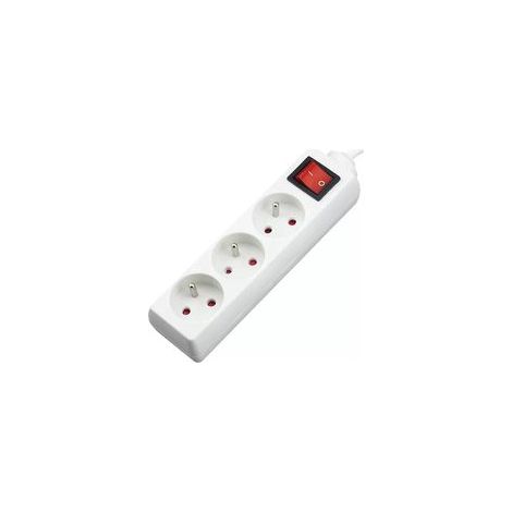 Multiprise monobloc 3 prises 16A avec rallonge interrupteur 3M 230 V avec sécurité enfant, Blanc