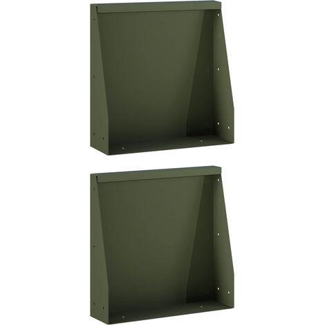 vidaXL Muro de Contención 2 uds. 40 x 12 x 50 cm Acero Verde oliva (1/2)