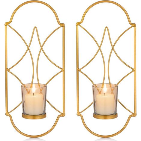 2er Set Kerzenhalter Teelicht Kerzenständer Wandkerzenhalter Wandmontage Metall, Kerzenhalter für Wand Schlafzimmer Badezimmer Wohnzimmer Dekoration,