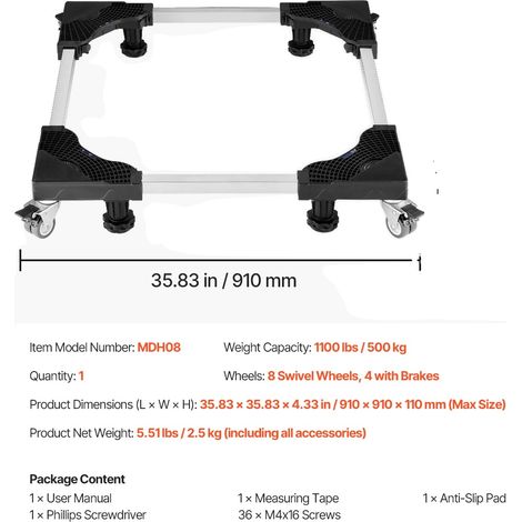 Chariot de déménagement, taille réglable, roues verrouillables (1/2)