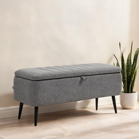 Pouf coloris gris en polyester acier 102 x 40 x 44 cm (1/5)