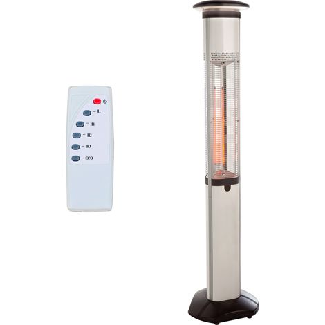 Stufa Elettrica ad infrarossi da Esterno 38,8x41,7x 166,8 cm in Fibra di Carbonio con Luce Led Skyline Pro Bianco (1/2)