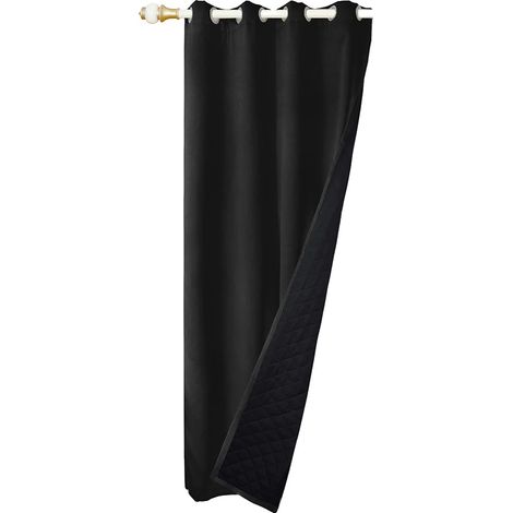 Cortinas opacas, aislamiento térmico, reducción de ruido, 132x213cm-a, negro-a (1/2)