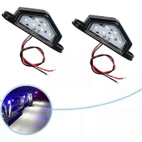 Lot de 2 feux arrière blancs à 6 LED pour plaque d'immatriculation, 12 V, pour voiture, camion ou remorque. (1/5)