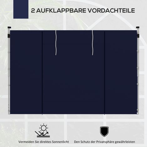Pavillon de jardin bleu, lot de 2 rideaux, pour abri 3x6 m ou 3x3 m, avec ouvertures et portes, toile de store (1/4)