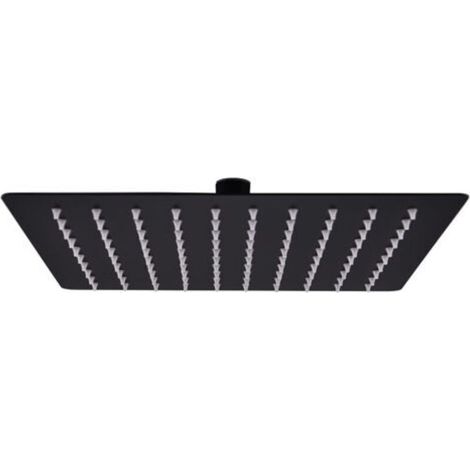 Soffione doccia a pioggia, spruzzatore, accessorio doccia, accessorio bagno, acciaio inox, quadrato, 20x20 cm, nero (1/4)