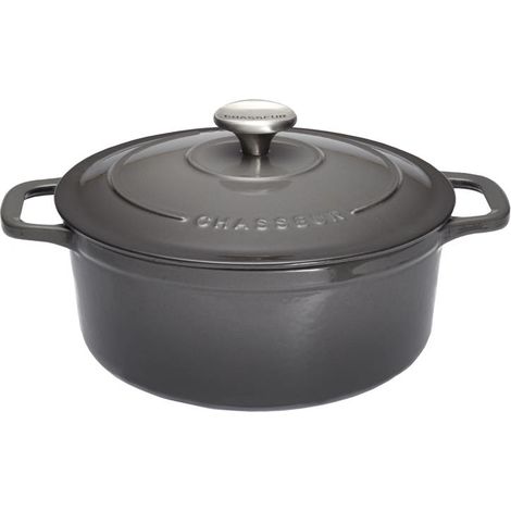 Chasseur - Cocotte ronde 24 cm chasseur gris caviar interieur noir