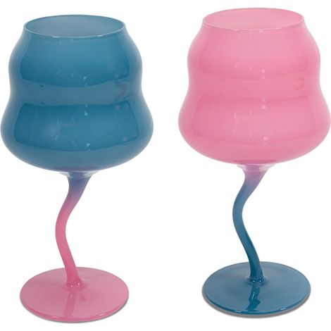 Set 2 Calici da Cocktail in Vetro 450 ml Azzurro e Rosa WD LifeStyle