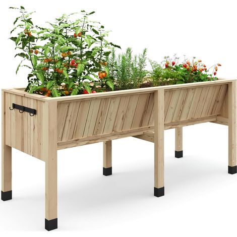 Grande Jardinière surélevée en bois,Potager Surélevé avec 4 pieds, Résistant aux intempéries,Imperméable,Lit de Jardin Surélevé /Carré Potager pour Culture légumes,Herbes,Fleurs(183x79x66cm) (1/5)