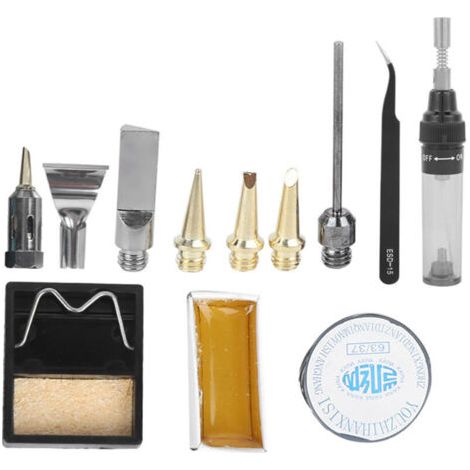 Kit de fer à souder au gaz, stylo de fer à souder à température réglable, bague à souder, support, pince à épiler, colophane, type stylo fer à souder au gaz méthane Ensembles de combinaison de boîtes (1/4)