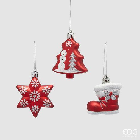EDG Enzo De Gasperi Addobbo di Natale Pino Stella Calza Ass. H 7 Cm White Red 1 Pz